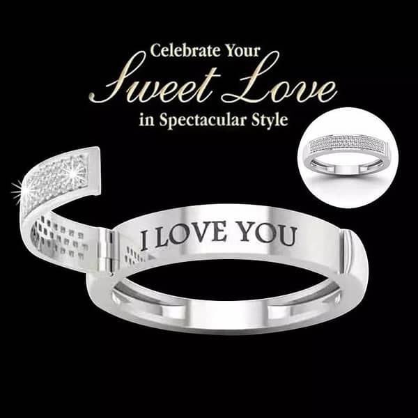 Crystal Promise Ring with Hidden 'I Love You' Message - Free Size