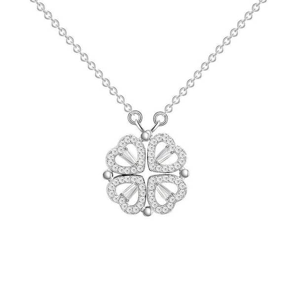 Magnetic Heart to Clover Pendant Necklace - Women's Love Choker