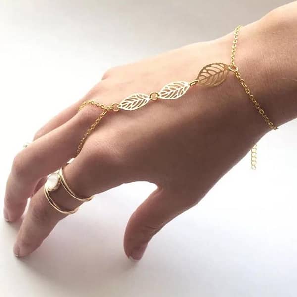 Women's Adjustable Finger Bracelet – Hand Chain Jewelry with Ring