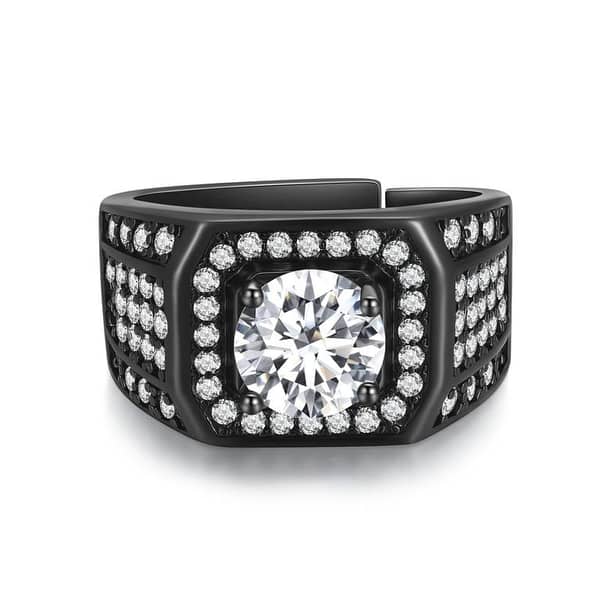 Adjustable Big Stone Zircon Ring for Men by Bold Radiance with Ring Box