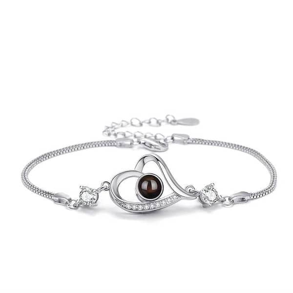 Eternal Love Bracelet – Heart Bracelet for Girls with 100 Languages of "I Love You" Projection