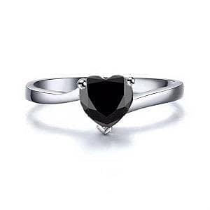 Women's Heart-Shaped Ring in 925 Silver with White Gold Plating