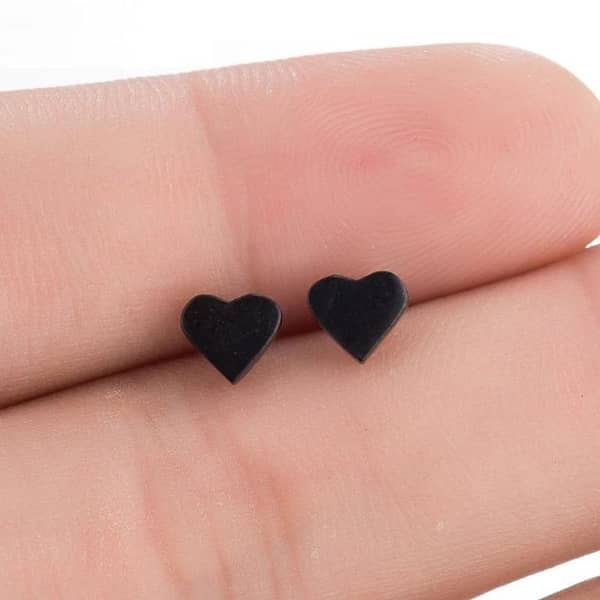 Gold and Silver Heart-Shaped Small Stud Earrings with Screw-Back – Ideal for Everyday Wear
