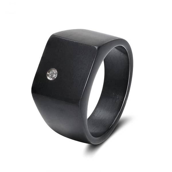 Men's Zircon Rings by World Wide - Stylish and Durable Design in Titanium Steel