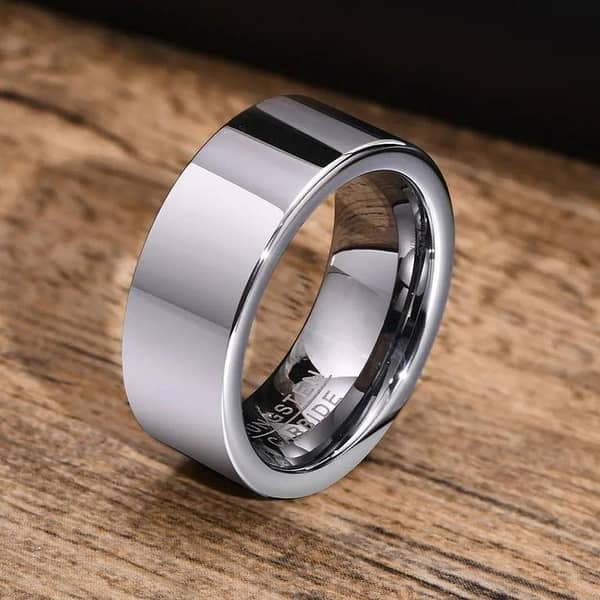 Men's 8mm Tungsten Carbide Wedding Band, 2mm Thick Classic Engagement Ring, Plain Design