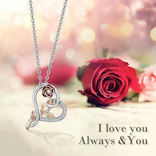 Heart Rose Necklace for Women - Ideal Valentine's Day Gift