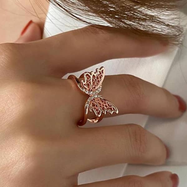 Butterfly Ring for Women - Trendy Silver and Rose Gold Jewelry