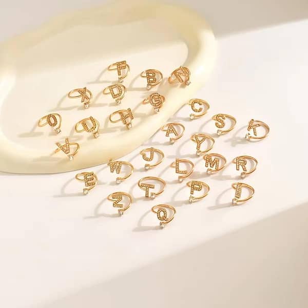 Personalized 14k Gold Initial Letter Rings from Premium Collection