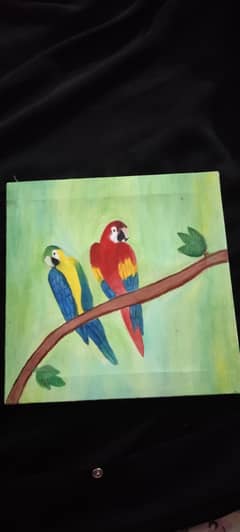 beautiful parrot pair painting