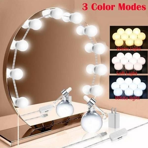 LED Bulb Set for Makeup Vanity Mirror - 10 Adjustable Light Bulbs