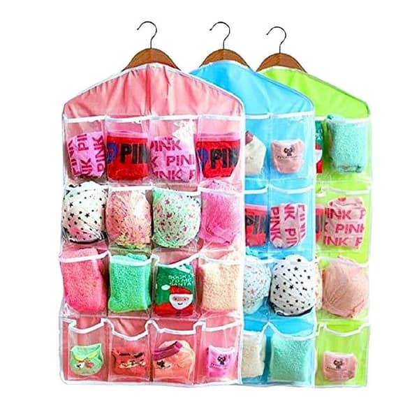 Hanging Organizer with 16 Pockets for Socks, Underwear, and Sundries - Space-Saving Wardrobe Storage Solution
