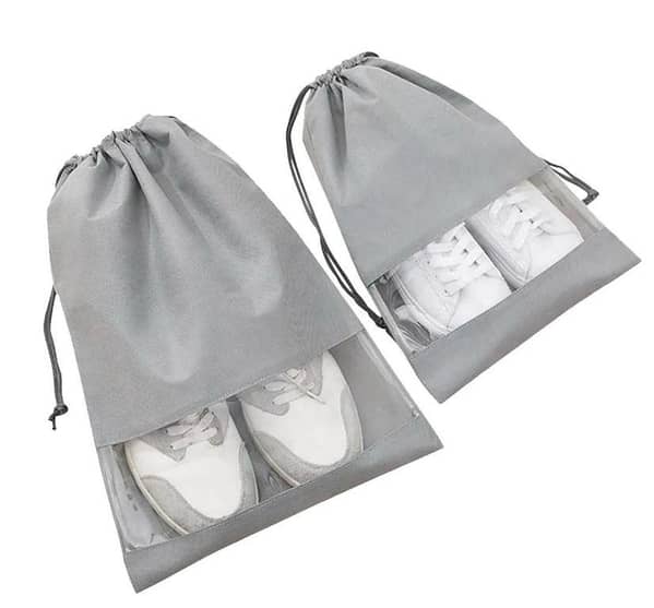 Clear Plastic Shoe Storage Box and Bag, Stackable Organizer for Closet, Foldable Sneaker Containers with Zip Pouch (Large)