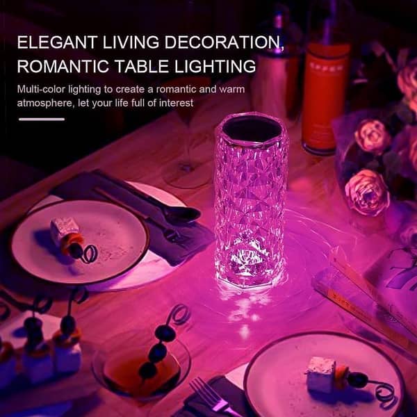 Rose Crystal Diamond Lamp with 16 Color Changes and Remote Control