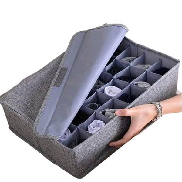 Foldable Organizer for Underwear and Socks with Lids - 24 Cell Storage Box for Closet and Drawer Use