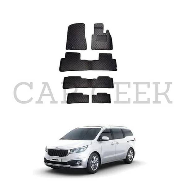 Kia Grand Carnival 7D Flat Style Floor Mats (Set of 6) for Model Years 2018-2020
