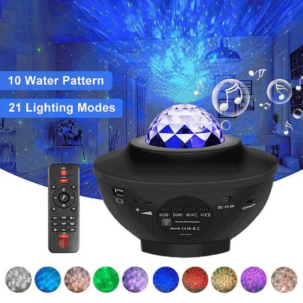 Gadgets USB LED Galaxy Star Light Projector Lamp with Bluetooth Speaker and Water Wave Effects for Kids' Room Decoration