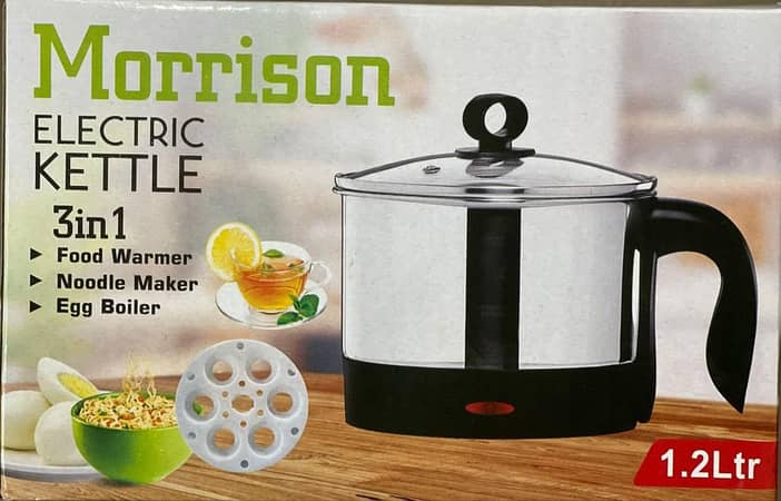 Unique Gadgets 1.2L Electric Kettle and Egg Boiler - Multi-functional Food Warmer and Noodles Maker with Stainless Steel Body