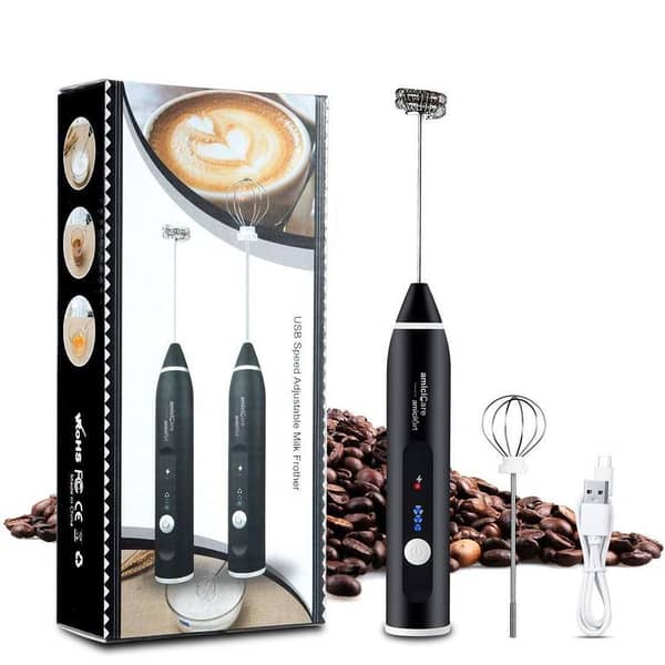 Unique Gadgets USB Rechargeable Electric Milk Frother with 3 Speeds and Dual Stainless Whisks for Lattes, Cappuccinos, and More - Handheld and Portable