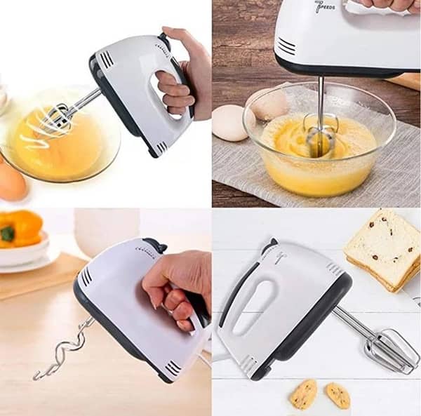 Electric Hand Mixer and Egg Beater Machine - 7 Speed Coffee and Cake Blender for Baking - Rechargeable Kitchen Tool