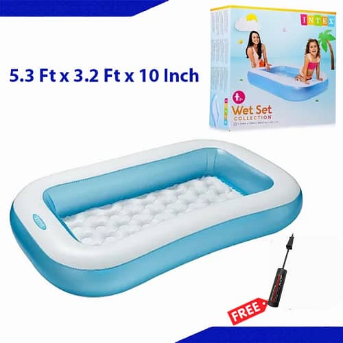 Intex Inflatable Rectangular Swimming Pools with Free Hand Pump (Available Sizes: 5FT, 7.5FT, 8.5FT, 10FT) Models 57403, 57181, 56483, 58484