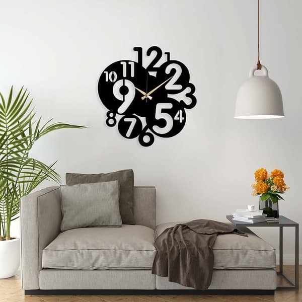 12-Numbers 3D Wooden Wall Clock by Laser Cut MDF - Ideal for Home and Office Décor