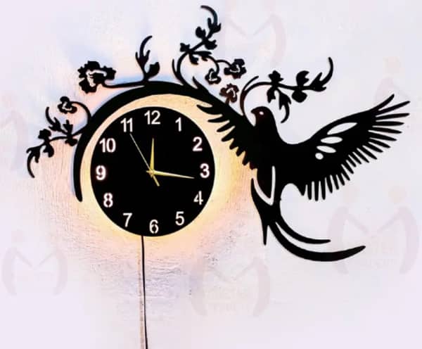 Eagle 3D Wooden Wall Clock by Gift City - Quartz, Available in 20 and 30 Inch Sizes for Home, Office, and Gift Use