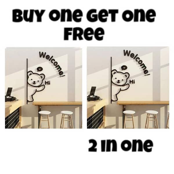 3D Wooden Wall Decor Set: Buy 1 Welcome Panda and Get 1 Set of 15 Butterflies for Home, Bedroom, Kitchen or Gifts