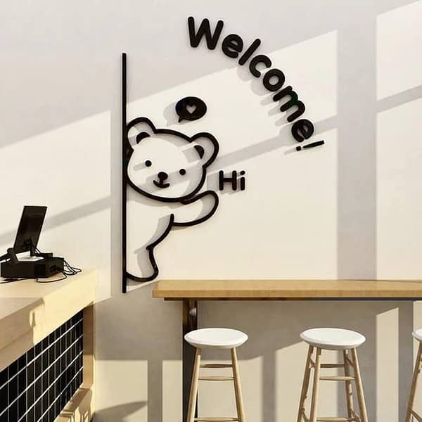 Black MDF 3D Panda Wall Art for Home Decoration - 17x30 inches Wooden Wall Décor