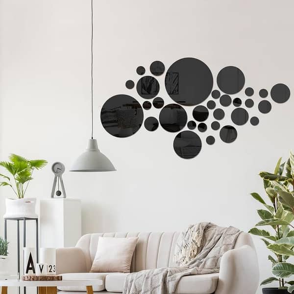 Round Acrylic 3D Mirror Wall Decor - Peel and Stick Stickers for Living Room, Bedroom, and Bathroom