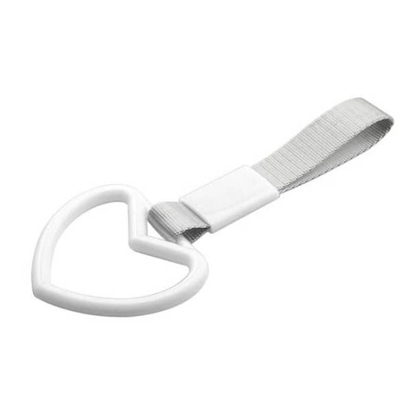 White JDM Heart Car Tow Belt - Stylish and Functional Towing Solution
