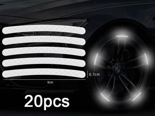20-Pack White Rim Reflecting Stickers for Vehicle Safety and Style