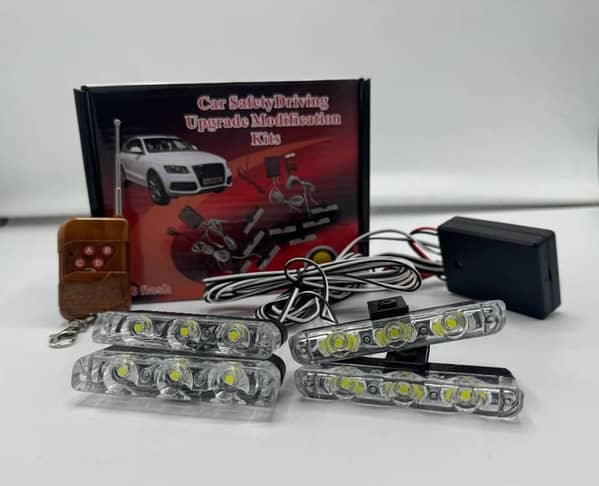 Grill Flasher 3-LED White Set of 4 with Remote Control for Customizable Vehicle Lighting