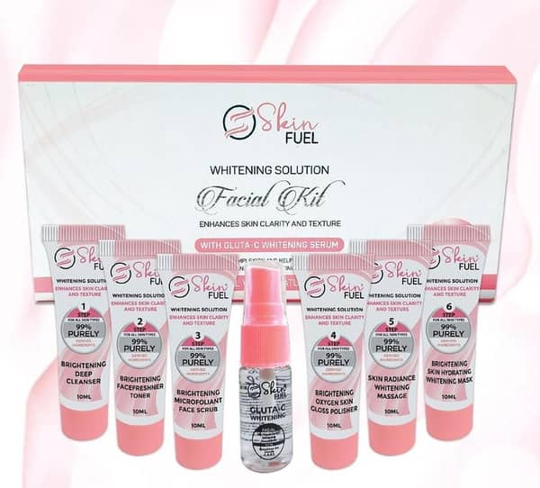 Skin Fuel Whitening Solution Facial Kit from Germany - Includes Cleanser, Toner, Scrub, Serum, Polish, Massage, and Mask
