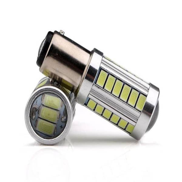BAY15D 1157 P21W White LED Bulbs - Set of 2 with 33 SMDs