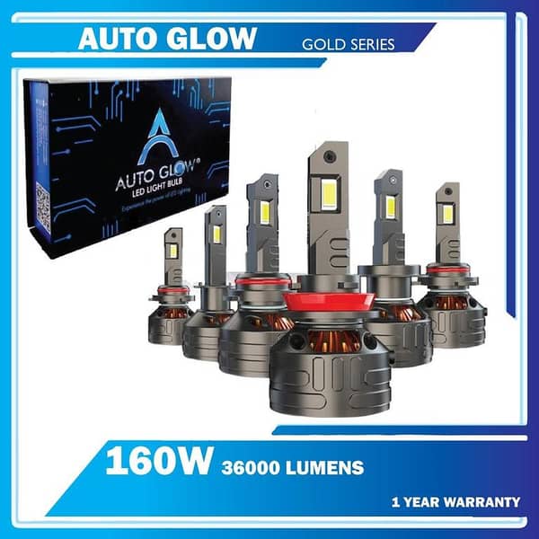 Hb3/Hb4 (9005/9006) Auto Glow Gold Series LED Headlights - 160W, 36000 Lumens, One Year Warranty, Made in Australia
