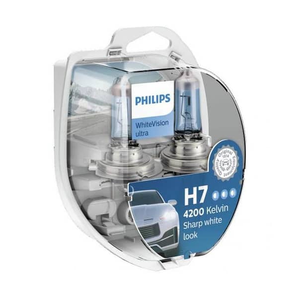 Philips H7 White Vision Ultra Headlights - 4200K Color Temperature with Complimentary Parking Lights