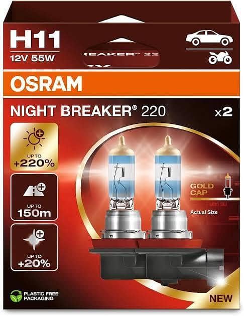 Osram H11 Night Breaker Laser Halogen Bulb - 220% More Light - Made in Germany