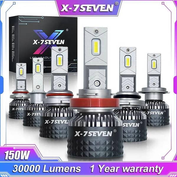 X-7Seven Zeus Series HB3/4 LED Headlights for High Beam - 6500k White Light, 150 Watts, 30000 Lumens, USA Made, One Year Warranty