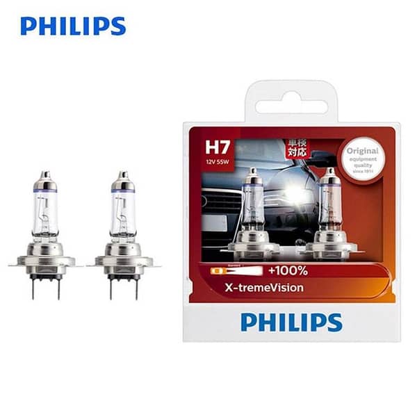 Philips Xtreme Vision H7 Headlight Bulbs - 55 Watts Power - Made in Poland