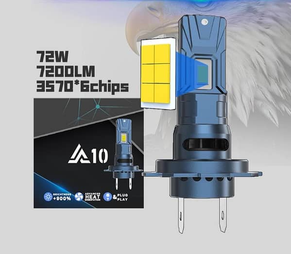 H3 Socket AutoGlow A10 Mini Series LED - 72W 7200 Lumens with 6-Month Warranty