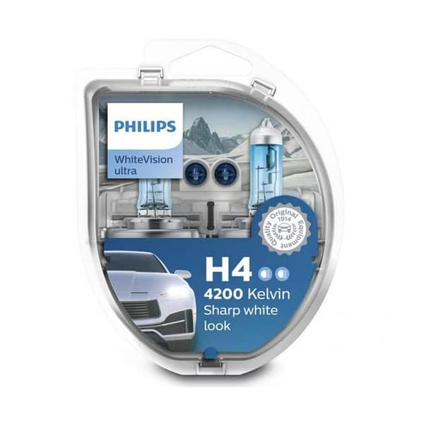 Philips H4 White Vision Ultra Twin Pack - 4200K Halogen Bulbs with Parking Light - Poland