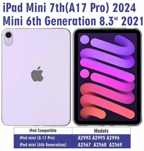 iPad Mini 7 2024 (A17 Pro) / Mini 6 8.3" 2021 Case - Slim Clear Transparent Back Cover for iPad Mini 6 and 7