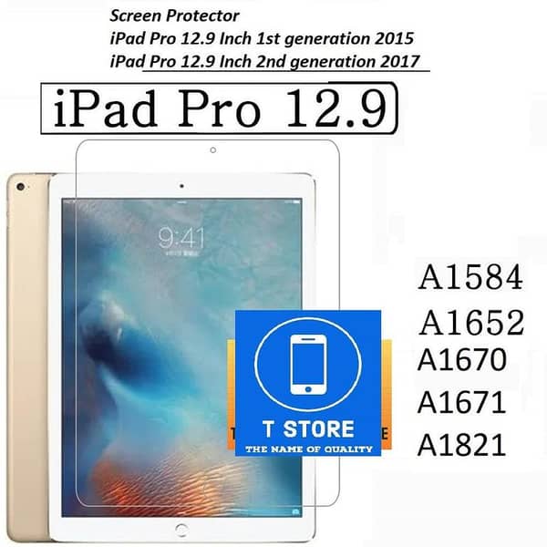 Tempered Glass Screen Protector for iPad Pro 12.9 (1st Gen 2015) & (2nd Gen 2017) with Home Button