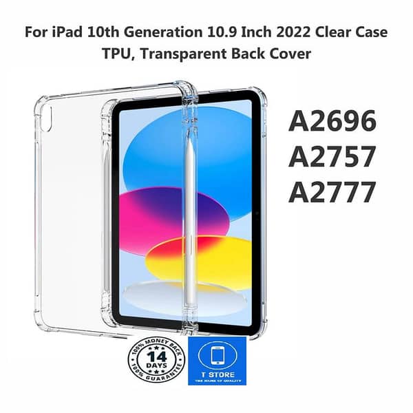 TPU Clear Case for iPad 10th Generation 10.9" (2022) - Shockproof Transparent Back Cover A2757, A2696