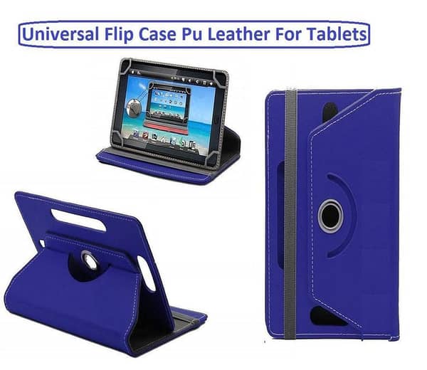 Universal 8-Inch Tablet Flip Case with 360-Degree Rotation and Stand in PU Leather