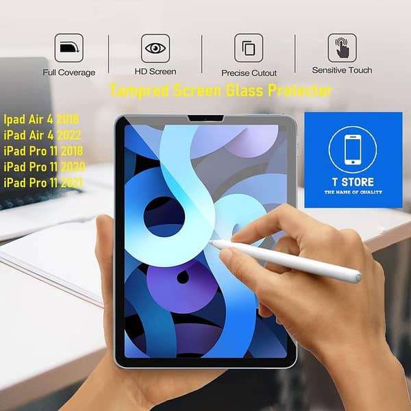 iPad Pro 11 Tempered Glass Screen Protector for 2nd, 3rd, and 4th Generation (2018, 2020, 2021) - Transparent