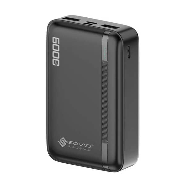 SOVO SPB-691 Portable Power Bank with 6000mAh Capacity, PD USB-C Port, and LED Battery Indicator