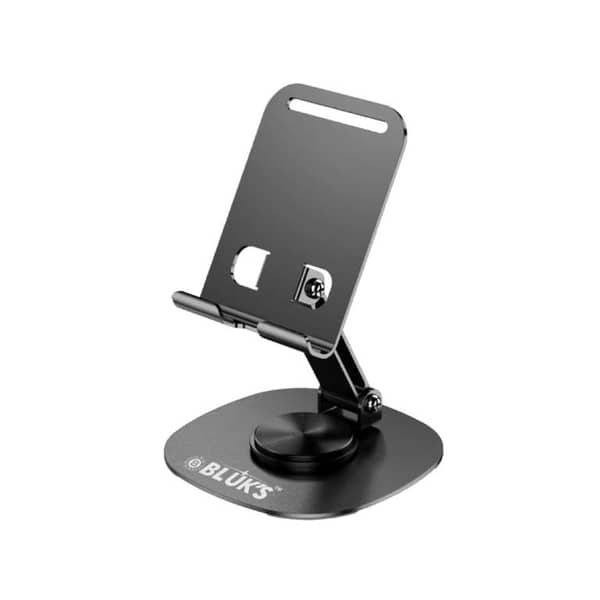 BLUKS BX-320 Phone Holder - Steel Body, 360° Rotation, Universal Fit for Smartphones - Suitable for Desk, Bed, Office, and Travel