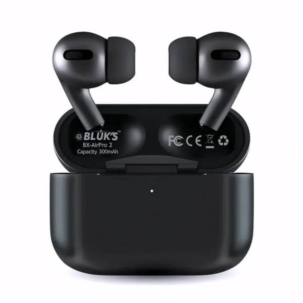 Bluks BX-AirPods Pro 2 Black | 2nd Gen Wireless Bluetooth Earbuds with Buzzer and Deep Bass, Long Battery Life and 1-Year Warranty