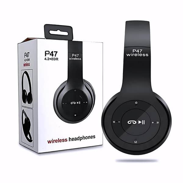 P47 Bluetooth Headphones – Wireless Over-Ear Headset with HiFi Stereo Sound and Built-in Microphone for Music, Gaming, and Calls